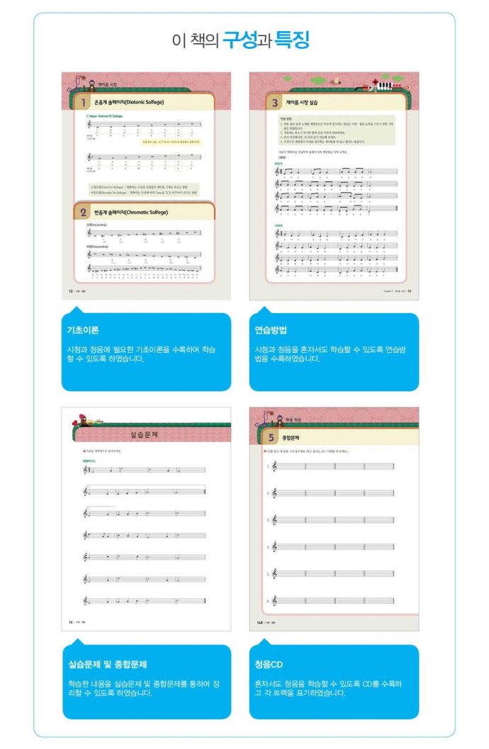 시창 청음 평가 예상문제집(적중)(CD1장포함)(실용음악대학 입시문제집 4) 도서 상세이미지