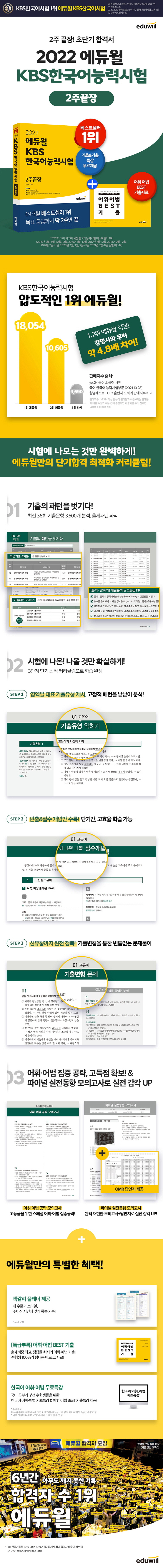 2022 에듀윌 KBS 한국어능력시험 2주끝장 도서 상세이미지