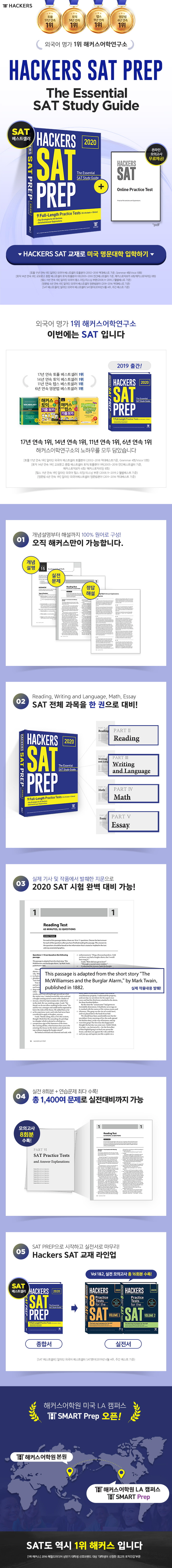 HACKERS SAT PREP: The Essential SAT Study Guide(2021) 도서 상세이미지
