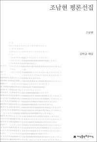 조남현 평론선집(지식을만드는지식 한국문학평론)