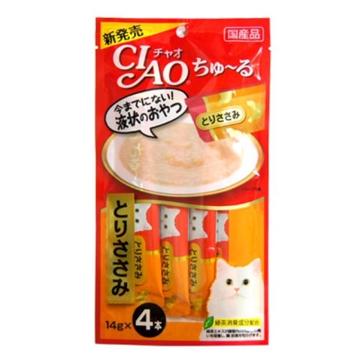 고양이 간식 챠오 츄루 펫 파우치 14g 4P 닭가슴살