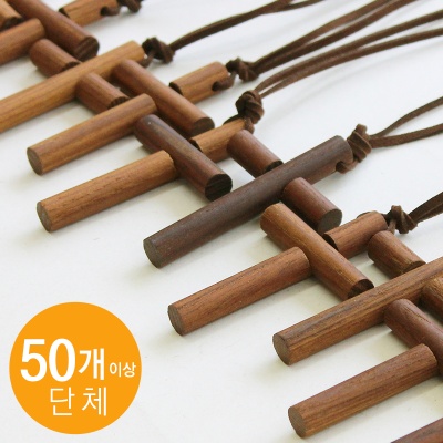new 원형나무 십자가 목걸이 (50개묶음)