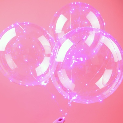 LED 투명 버블벌룬 세트(핑크)
