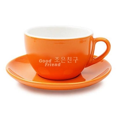 도자기 카푸치노 오렌지 커피잔 커피컵 머그컵 머그잔