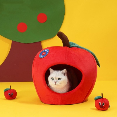 반려동물 소형견 고양이 과일 사과 숨숨 애견 하우스