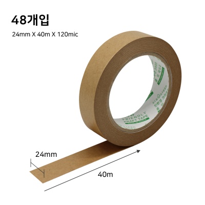 Non-PE 천연 크라프트 종이테이프 48개 (24mm*40m)