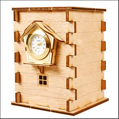DIY 나무 모형 조립 키트 시계 연필꽂이 I형 YM-863-1