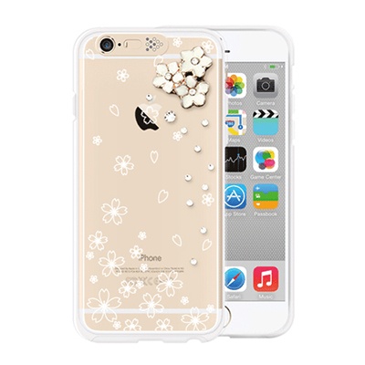 [SG DESIGN] iPhone6/6S SG Lighting Clear Hand-made Case - Clear Cherry Blossoms(Swarovski)