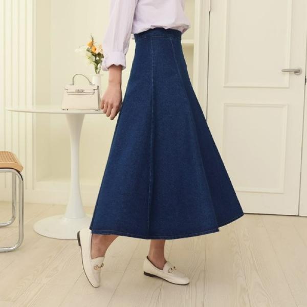 Clove Denim Full Long Skirt