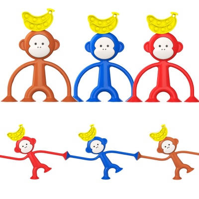 바나나 원숭이 인형 빨판 푸쉬팝 팝잇 실리콘 장난감
