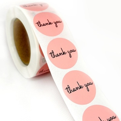 Coral Pink Thank you Sticker 코랄핑크땡큐롤스티커