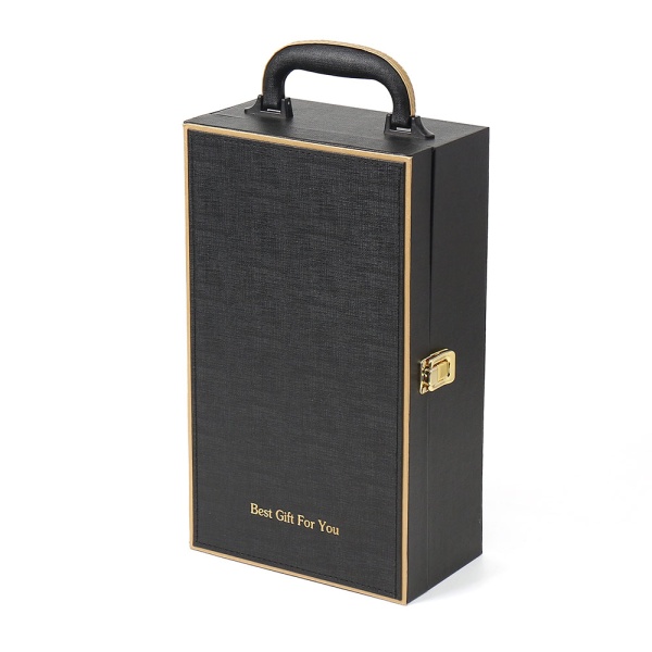 포바인 가죽 와인케이스 2구 선물 포장 와인가방 블랙