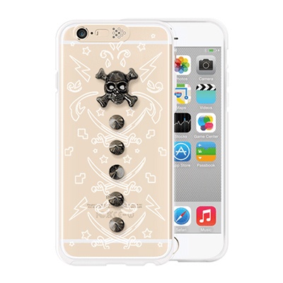 [SG DESIGN] iPhone6/6S SG Lighting Clear Hand-made Case - Clear white Skull(Wild)