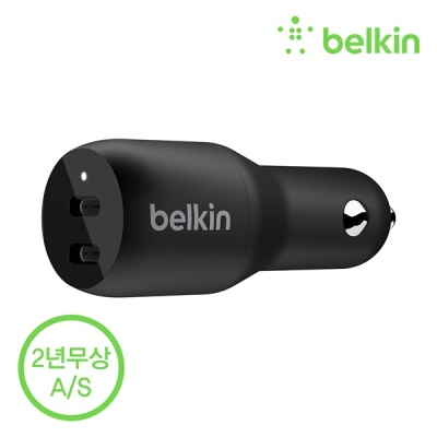 벨킨 36W 듀얼 USB-C 차량용 고속 충전기 CCB002bt