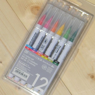 [Kuretake] 천연모 브러쉬팁의 캘리그라피,수채화붓..일본 쿠레다케 지그 Clean Color Real Brush 12색 Set HF132-2