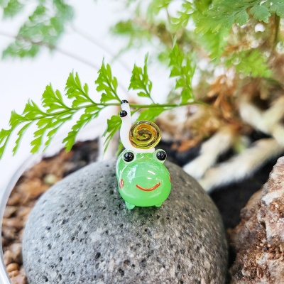 유리 미니어쳐 초록 개구리와 달팽이 친구