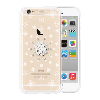 [SG DESIGN] iPhone6/6S SG Lighting Clear Hand-made Case - Clear white Blossoms(Swarovski)