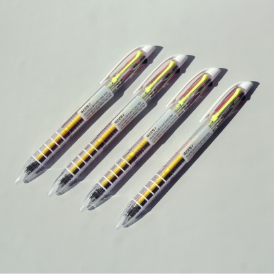 3색 볼펜 검정 형광 노랑 핑크 0.5mm 0.7mm