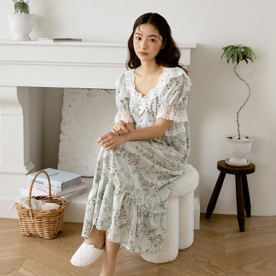 [쿠비카]러블리 소매 레이스 원피스 여성잠옷 W016