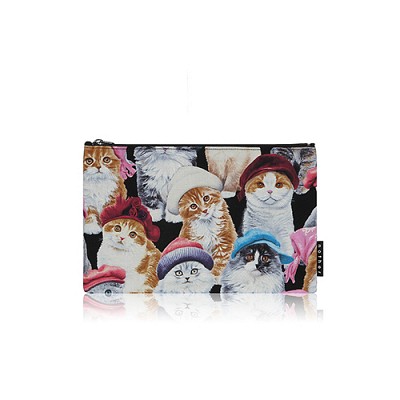 nother Cats in Hats Pouch / 나더 고양이 패턴 파우치 (Medium)