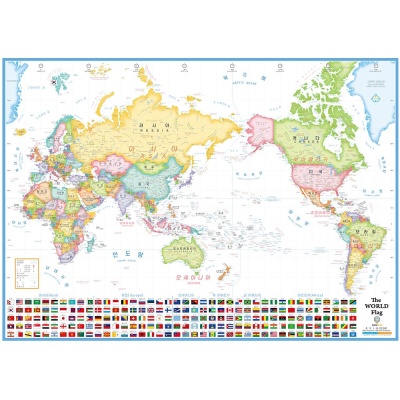 미니 세계지도 국기 화이트  휴대용 세계전도 월드맵