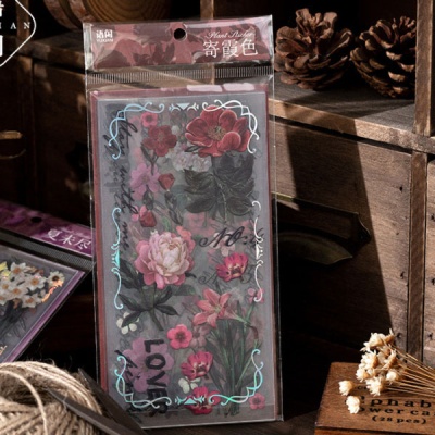 레트로 로맨틱 꽃 식물 시리즈 장식 투명 스티커 