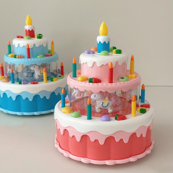 생일축하 촛불끄기 움직이는 회전목마 케이크 오르골