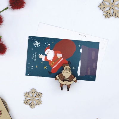 우드썸-크리스마스 원목 입체퍼즐 포스트카드