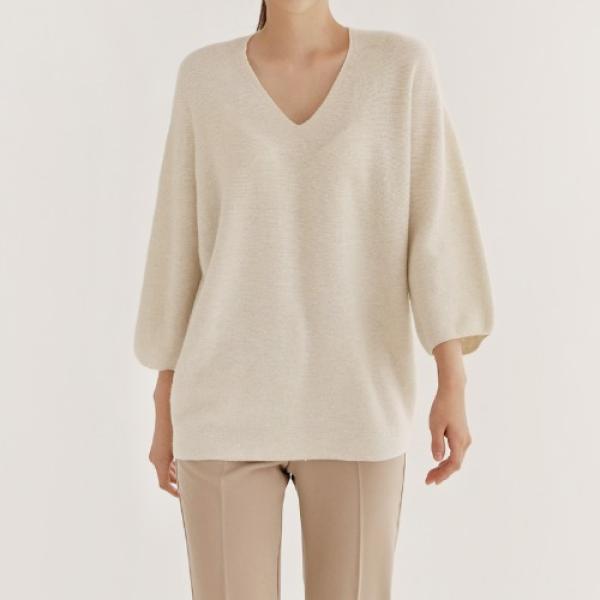 Whole Garment Cashmere Wool Valley V-Neck Sweater