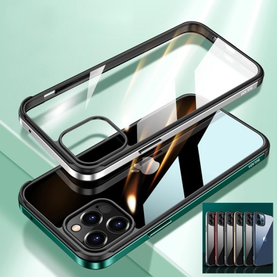 아이폰11 PRO MAX 메탈 범퍼 투명 글라스 하드 케이스