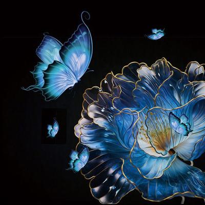 나비와 꽃 (3D)(원형) 보석십자수 30x30