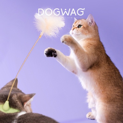 도그웨그 고양이 발목 깃털 낚시대 장난감 강아지풀