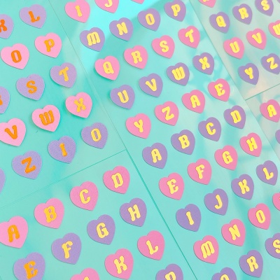반짝반짝 Heart Alphabet Golden 칼선 스티커