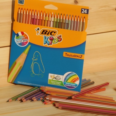 [BiC] 빅 키즈 컬러링 24색 색연필-Tropicolors 스트라이프 HA164-2