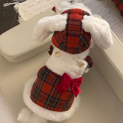 체크 래빗 강아지 원피스 크리스마스 고양이 겨울 옷