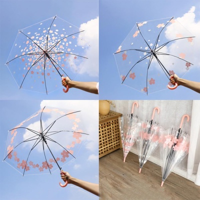 귀여운 캐릭터 비닐 투명 우산 튼튼한 장우산 학생