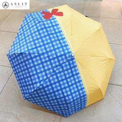 [애슬릿]투톤 체크 리본 자동 3단 양산 우산 양우산