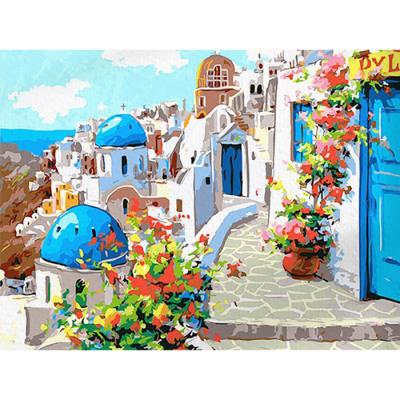 봄의 산토리니 (캔버스) DIY명화그리기 40x50