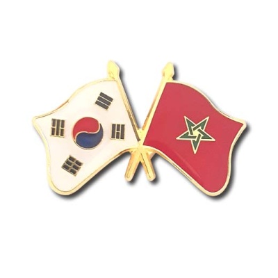 세계각국의 휘날리는 국기교차뺏지(한국-모로코)