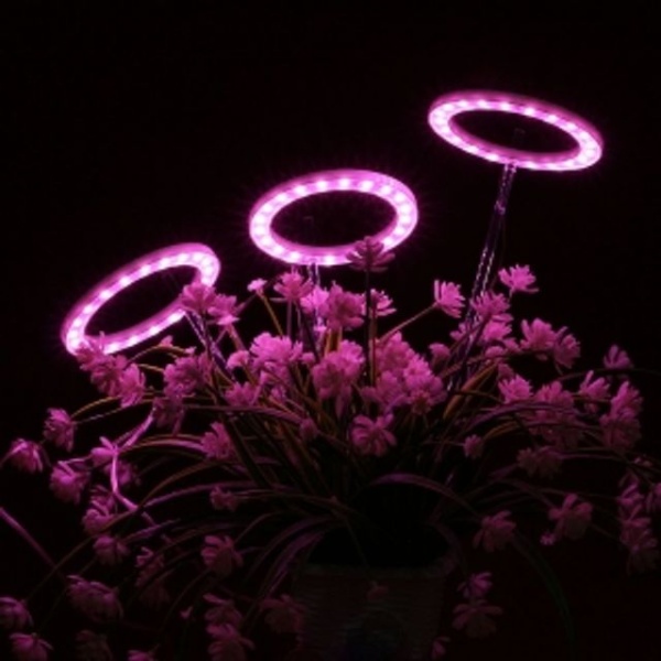 엔젤링 화분 LED 식물등(3헤드) (핑크) 식물조명 재배